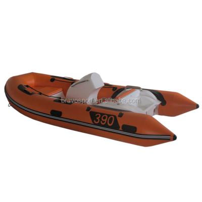 China PVC Rowing Boat For Fishing China 3.9m Rigid Hull Red Inflatable Rubber Dinghy Hypalon Rib Boat With CE for sale