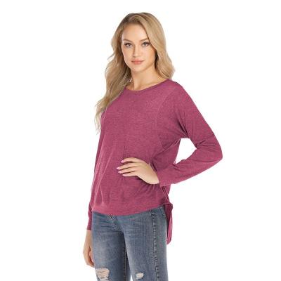 China Anti-wrinkle Women Long Sleeve Top 2022 Fashion Side Split Loose Casual Pullover Tunic Shirts For Women Tops for sale