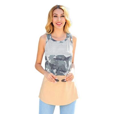 China QUICK DRY Camouflage Sleeveless Striped Sling Top Tank Women Vest Women's Quilted T-Shirts for sale