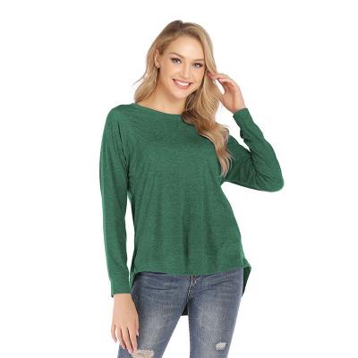 China Anti-Wrinkle Women's Autumn And Winter Round Neck Loose Top Long Sleeve T-Shirt Solid Color Ladies Long Sleeve T-Shirt Long for sale