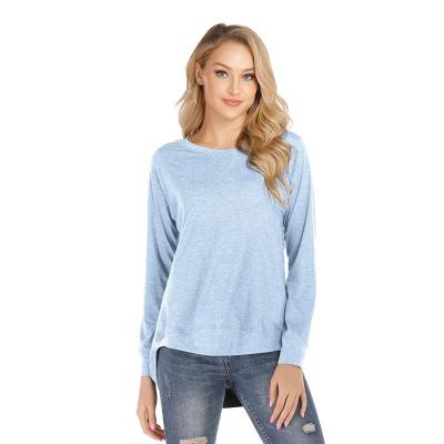 China Anti-wrinkle Women Long Sleeve Top 2022 Fashion Side Split Loose Casual Pullover Tunic Shirts For Women Tops for sale