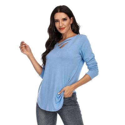 China Anti-wrinkle Women Long Sleeve Top 2022 Fashion Side Split Loose Casual Pullover Tunic Shirts For Women Tops for sale