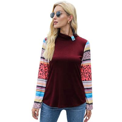 China Anti-wrinkle custom wholesale long sleeve fashion tops loose casual high collar tops long sleeve 2022 for sale