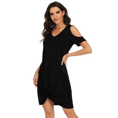 China Hot Selling Anti-wrinkle Short Sheath New Solid Color Spring Summer Off Shoulder Tuck Casual Dress Women's Simple Solid Color Maxi Dress for sale