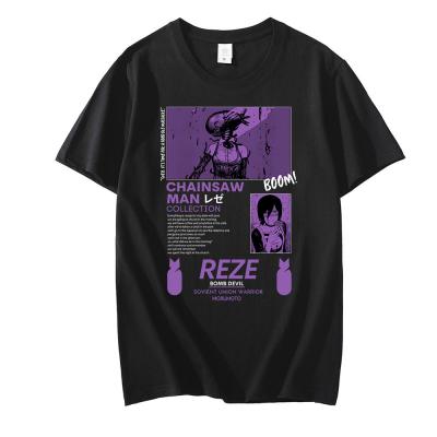 China Manga REZE DEVIL BOMB Men's T-shirt Men's Anime Chainsaw Anti-Wrinkle Short Sleeve O-Neck Casual Unisex Graphic Harajuku Hip Hop Japanese T-Shirt for sale