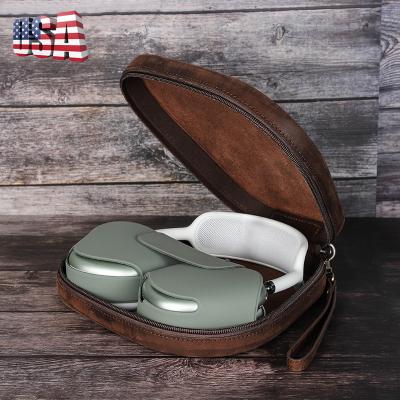 China For Earphone Box Retro Earphone Protector Case Leather Protective Earphone Box Bags Purse Cover For Apple Airpods Max for sale