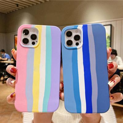 China Colorful Anti-fall Protect Silicone Color Suction Back Cover Cute Rainbow Phone Case For iPhone 6 7 8 Plus X XR 11 12 Pro Max for sale