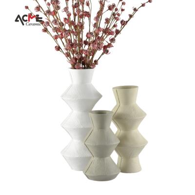 China Nordic minimalist fashion modern ceramic art vase home decor home living room decoration geometric flower vase for sale