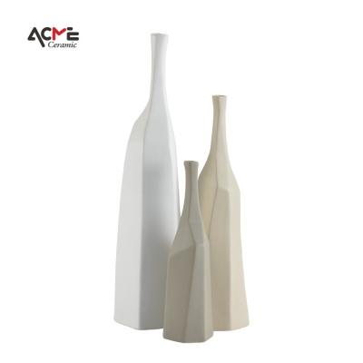 China Modern Nordic Geometric Flower Decoration Creative Texture Ceramic Vase For Home Decor for sale