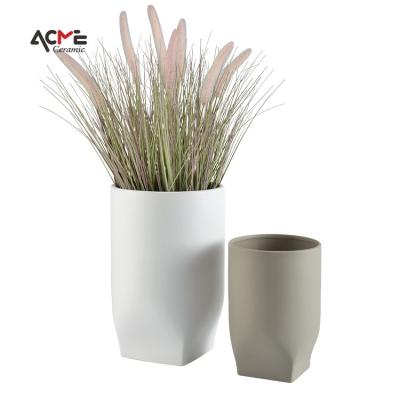 China Matte Glazed Large Ceramic Flower Modern Minimalist Indoor Simple Succulent Vase Floor Floor Porcelain Planter Pot White for sale