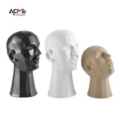 China China Living Room Modern Art Tabletop Figurines Ornaments Ceramic Human Face Head Statue For Home Decor Crafts for sale