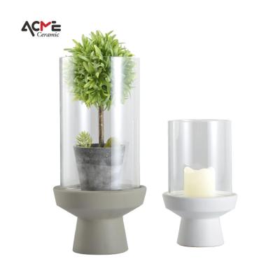 China Nordic Modern Custom Made Matte Ceramic Candlestick Desktop Decor Solid Color Porcelain Pillar Candle Holder for Home Decor for sale