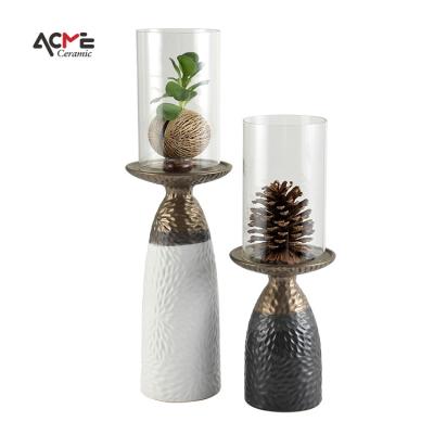 China Nordic Modern Nordic Lighthouse Shape Art Home Decor Porcelain Ceramic Luxury Candlestick Ornament Matte Candle Holder for sale