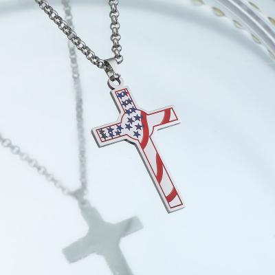 China Other Necklace Charm Jewelry Gold Plated Jesus Cross Two-Color Flag Necklace Elegant Pendant for sale