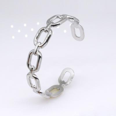 China New wholesale CLASSIC hollow square stainless steel open c-shaped adjustable bracelet for sale