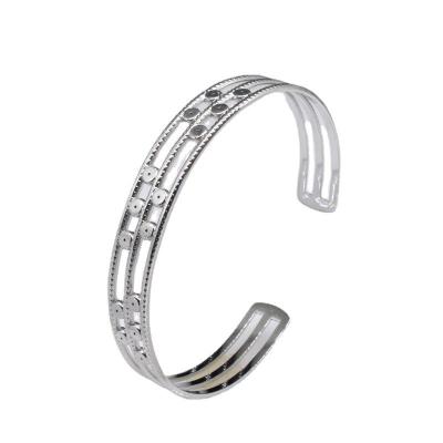 China Stain Wholesale CLASSIC Hollow Openings Stainless Steel C Shaped Adjustable Bracelet for sale