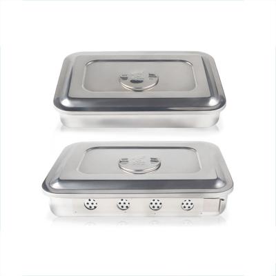 China Square Box Steel Immersion Sterilization Tray Instrument Stainless Steel Sterilizer Container Dish for sale