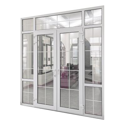 China WANJIA Industrial Hot Selling Cheap Casement PVC Door With Grille Design for sale