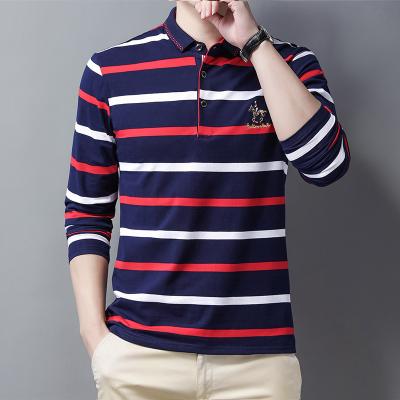 China 2023 new Anti-wrinkle polo shirt spring and autumn cotton fashion striped clothes cheap wholesale for sale