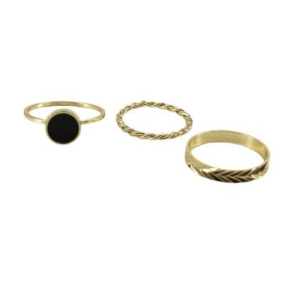 China Other New Gold Drip Oil Black Ring Fashion Jewelry 3/set Woman Accessories Fine Round Ring 1.7cm Diameter Rings Jewelry Women for sale