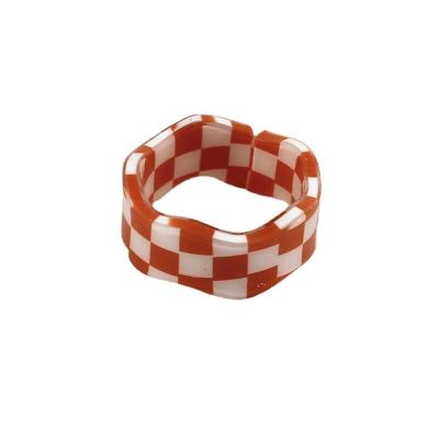 China Ring Party Shopping Travel Jewelry Hip Hop Fashion Accessories Exquisite Geometric Shape Casual/Sport Plaid Material Cool Women Girls Resin for sale