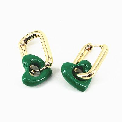 China Fashion Accessories Fashion Accessories Hot Selling Zinc Alloy Peach Heart Women's Green White Ear Studs Ms. Lady Gold Accessories Earrings for sale