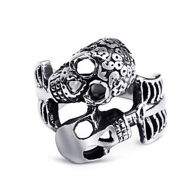 China 2021 Custom Mens Chunky Men Adjustable Ring For Luxury Stainless Steel Skull Halloween Decorations for sale