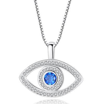 China FASHIONABLE Hot Selling Personality Blue Eye Paved Fine Zircon Necklace Copper Necklace Jewelry for sale