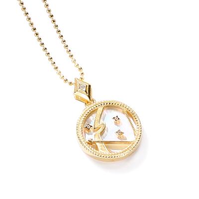 China 2020 Fashionable Twelve Guardians Cubic Zircon Necklace Exquisite Zodiac Pendant Around Shell Horoscope Necklace for sale