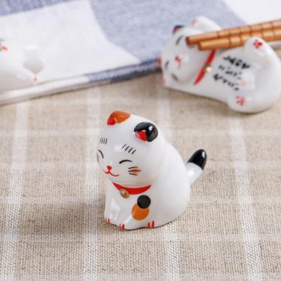 China Price Cat Chopstick Holder Set Ceramic Cat Ornament Hot Sale Factory Direct for sale