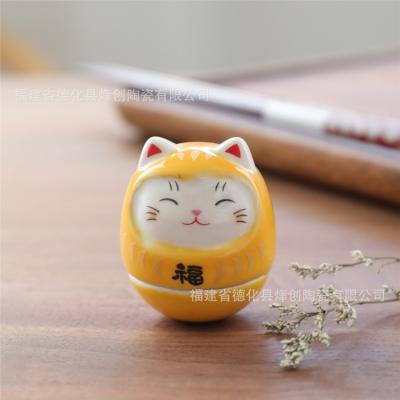 China Promotional Ceramic Tumbler Cat Japanese Ornament Decor Japanese Various Goods Best Quality for sale