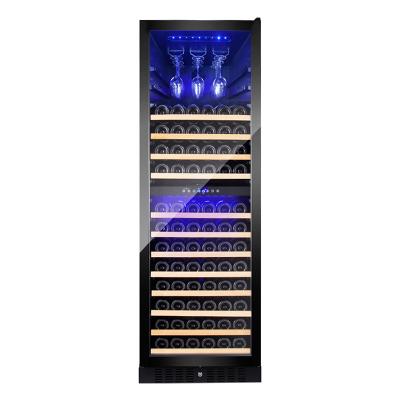 China Vinopro 428L Large Commercial Size Double Zone Beech Shelves Wine Storage Fridge Refrigerator 164 Bottles for sale