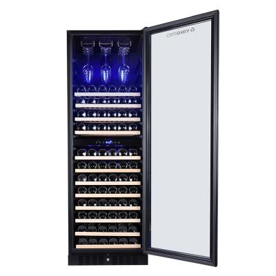 China 164 Bottle Commercial Large Commercial Area Vinopro Display Restaurant Wine Cooler Cellar Fridge Black Glass Wine Fridge Double for sale