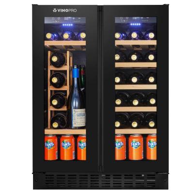 China New Vinopro Thermostat Compressor Beech Shelf Wine Adjustable Wine Cooler Double Zone 28 96L Bottles Commercial Item for sale