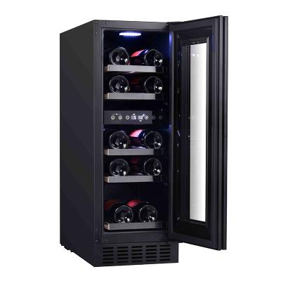 China Vinopro 12 Bottle Commercial Wine Cooler Refrigerator with Digital Touch Screen Double Zone Under Counter Cellar with Glass Door for sale