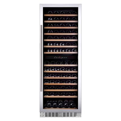 China Commercial Stainless Steel Wine Cellar Cabinet Double Door 166 Capacity Bottles Wine Compressor Wooden Cooler Shelves Premium for sale