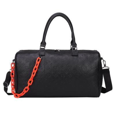 China Wholesale Fashion Women PU Chain Handbag PU Embossed Travel Bag Gym Bag for sale