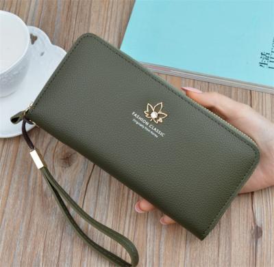 China Waterproof 2021 new ladies large capacity lychee leaf wallet bag pinch from Japan and South Korea zipper for sale