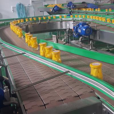 China Food Canned Bottles Conveying Slat Top Chain Conveyor For Industry Packaging Line for sale