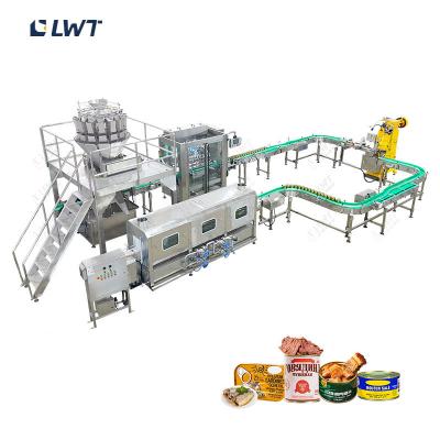 China 220V / 380V Línea de producción automática de carne enlatada Equipo de enlatado de cordero en venta