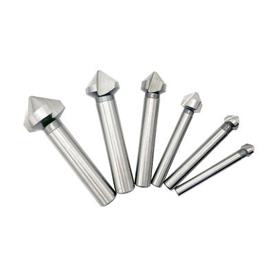 China 6Pcs 3 Flute Wood Drilling 6.3-20.5MM Chamfering Set 90 Degree HSS Chamfer Cutter End Mill Tool Countersink Drill Bit Set for sale