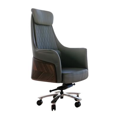 China Other Boss Office Chair Executive Chair Cowhide Personal Computer Extended Lifting Solid Wood Chair Office Chair Chair for sale