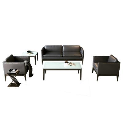 China The other Nordic Luomantike leather office sofa coffee table combination simple and modern three-position business meeting reception room for sale