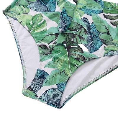 China 2022 Breathable Green Leaf Beach Casual Style Bikini Tropical Suit for sale