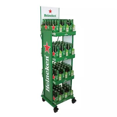 China Deploying Custom Merchandise Power Coated Green Metal Drink Display Stand Beer Bottle Wire Display Rack for sale