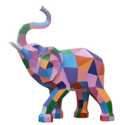 China Europe Art Geometric Animal Large Outdoor Fiberglass Elephant Sculpture for sale