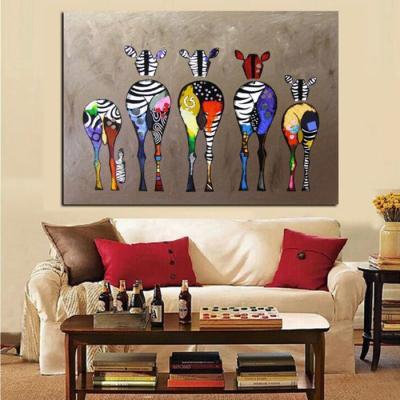 China Abstract Colorful Abstract Giraffes Canvas Painting Wall Art For Living Room Home Decor (No Frame) for sale