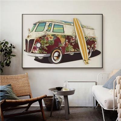 China Retro Abstract Wall Art Pictures Canvas Paintings Flower Bus Car Posters And Prints For Living Room Decor (No Frame) for sale