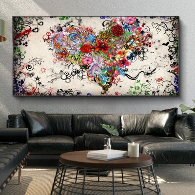 China Subtract a Heart Made of Brightly Colored Flower Posters and Prints Canvas Painting Print Wall Art for Living Room Home Decor (No Frame) for sale