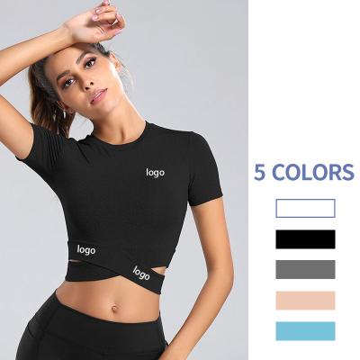 China Breathable Custom Cross Culture Apparel Yoga Custom Design Women Ladies Ladies Gym Wear Logo Sports Top T-Shirts for sale